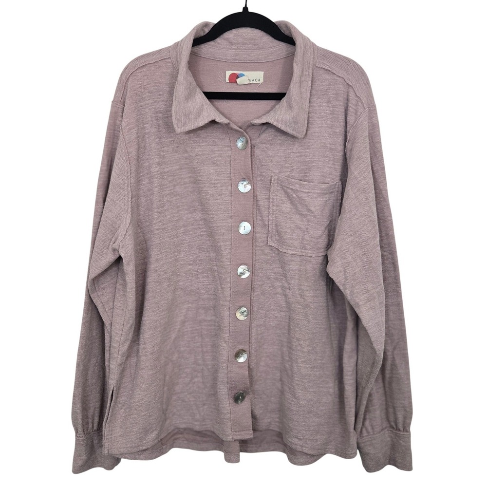 Free People Button-Down Shirt Jacket in Dusty Mauve